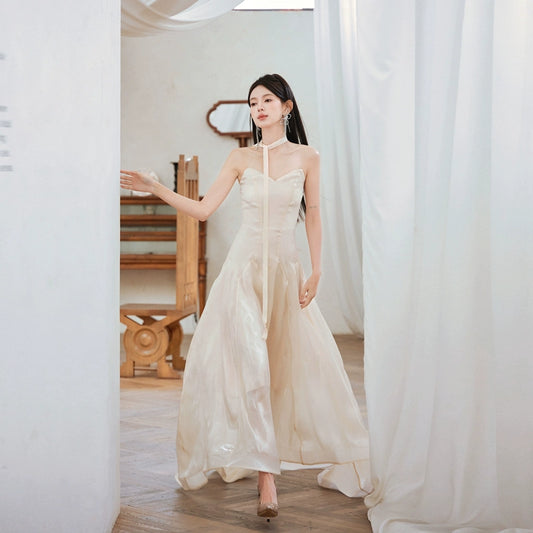 DOLLY High End Cream Sleeveless Bandeau High Waist Wedding Dress-SONNI  (V)