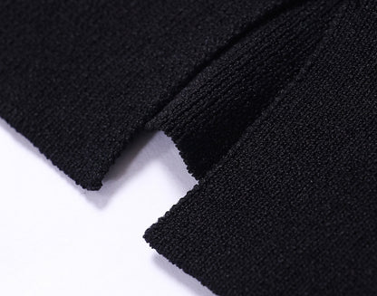 WANGXO | Soft Glutinous Knit & Contrasting High-Quality Denim V-Neck Slim Top -NIVA
