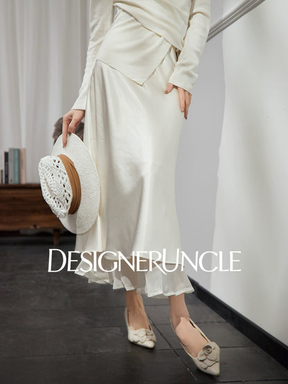 DGU "Yelan" high-waisted black mid-length skirt - HUNTIX.