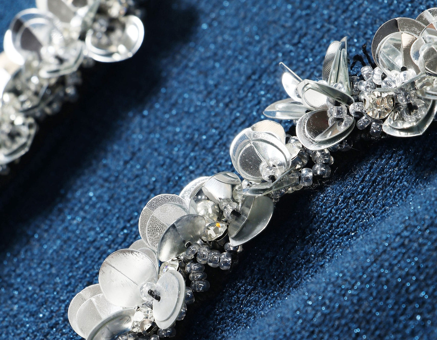 WANGXO | Water Drop Collar with Sequin Inlay Ruffle Hem Top & Skirt Set-VANA.