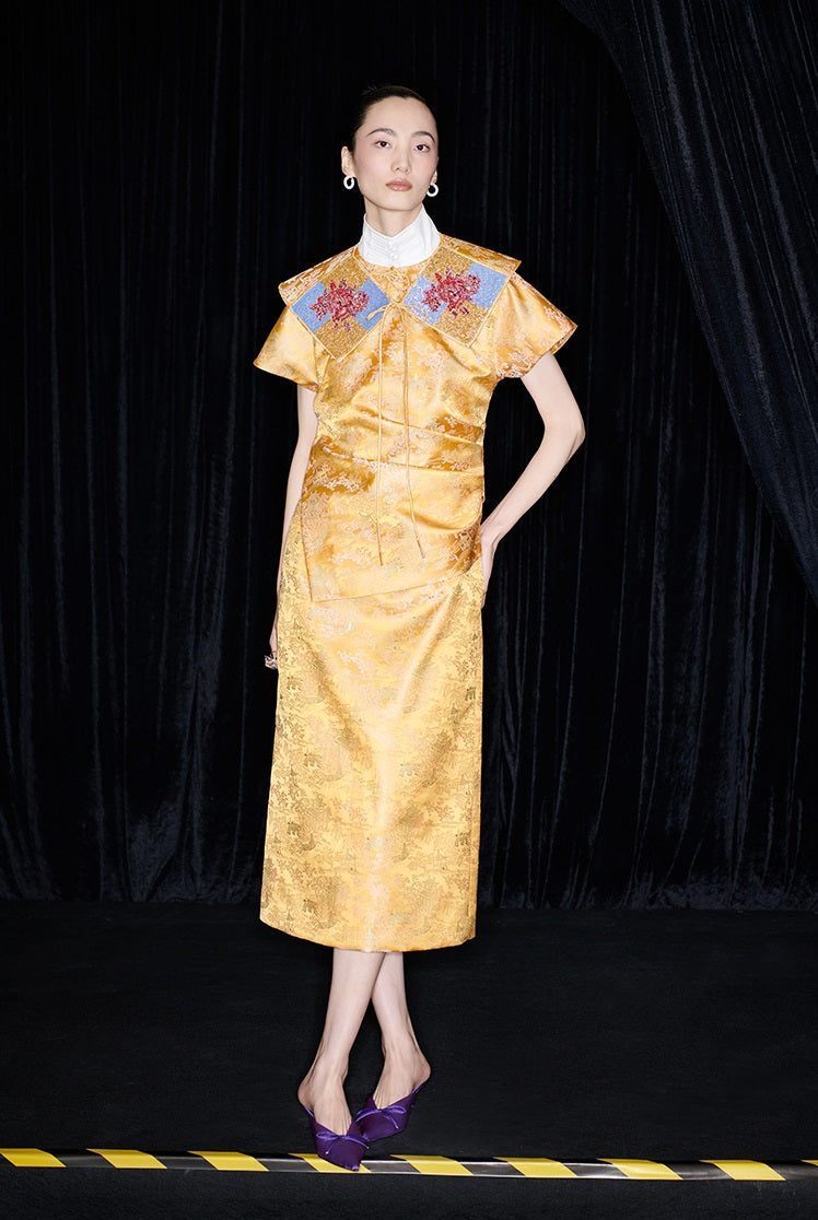 M essential Mackay designer Tan-e jacquard tile beads decorative collar - THANKS.