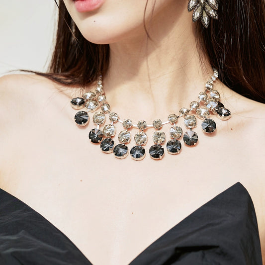 DOLLY Elegant Vintage Diamond Necklace Clavicle Chain Tassel Earring-KAREN  (V)