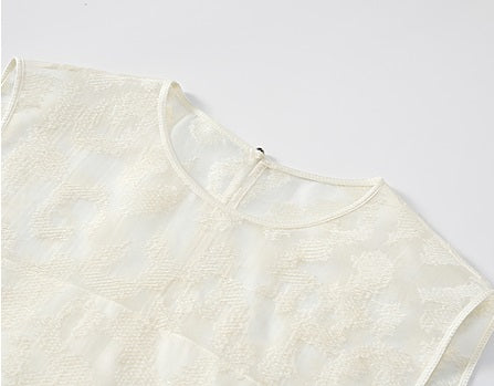 COMME MOI Silk Embroidered Top Sleeveless white Shirt - SIMON.