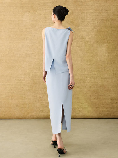 HECO Chinese hollow twisted summer simple commuter straight slit skirt - SWUM.