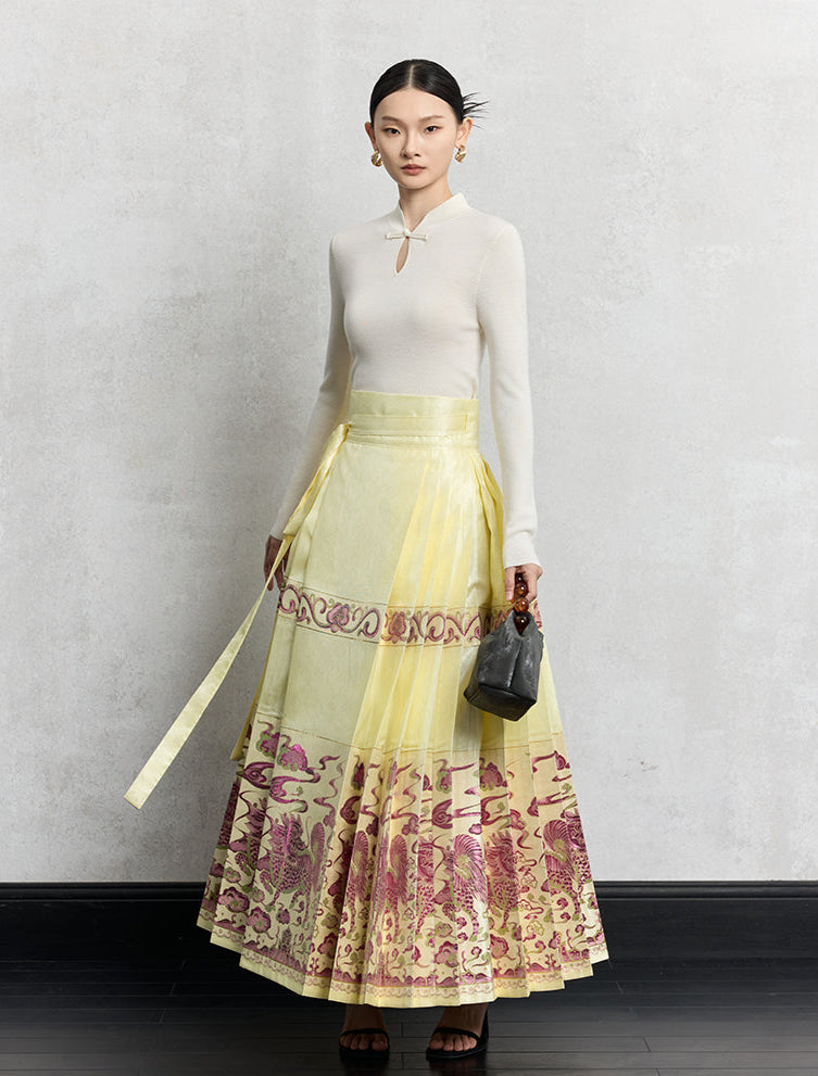 HECO Plain Worsted Wool Cheongsam Collar Buckle Knitwear - close.