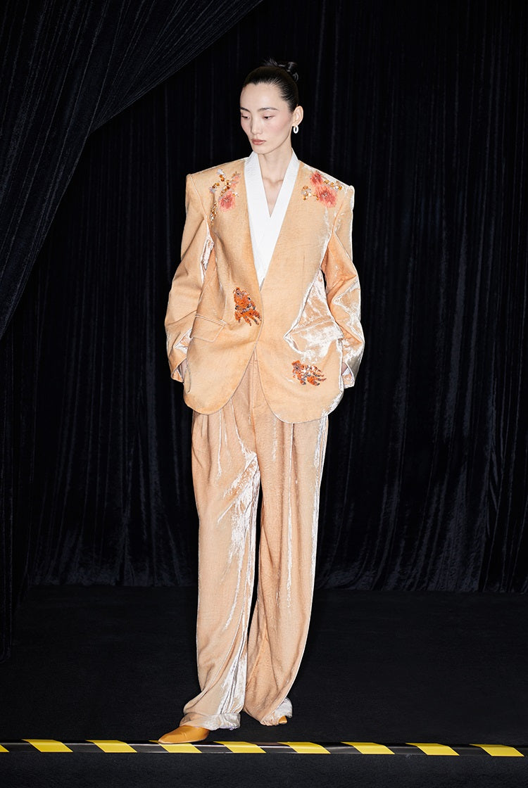 M essential Mackay designer Rulang velvet dahlia nail bead suit - DUAO.