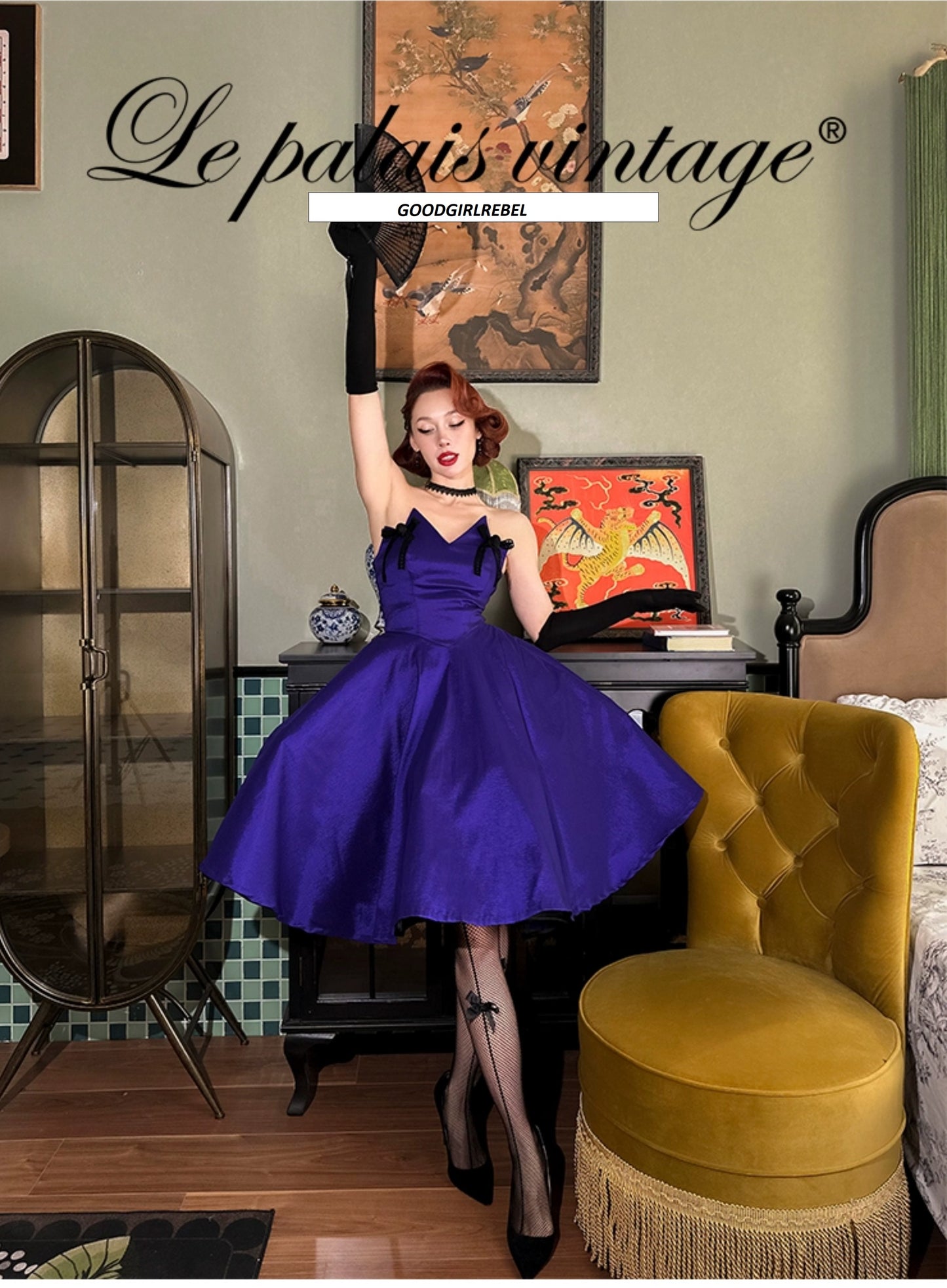 Le Palais vintage elegant purple strapless bodice dress ONLY - Minuo