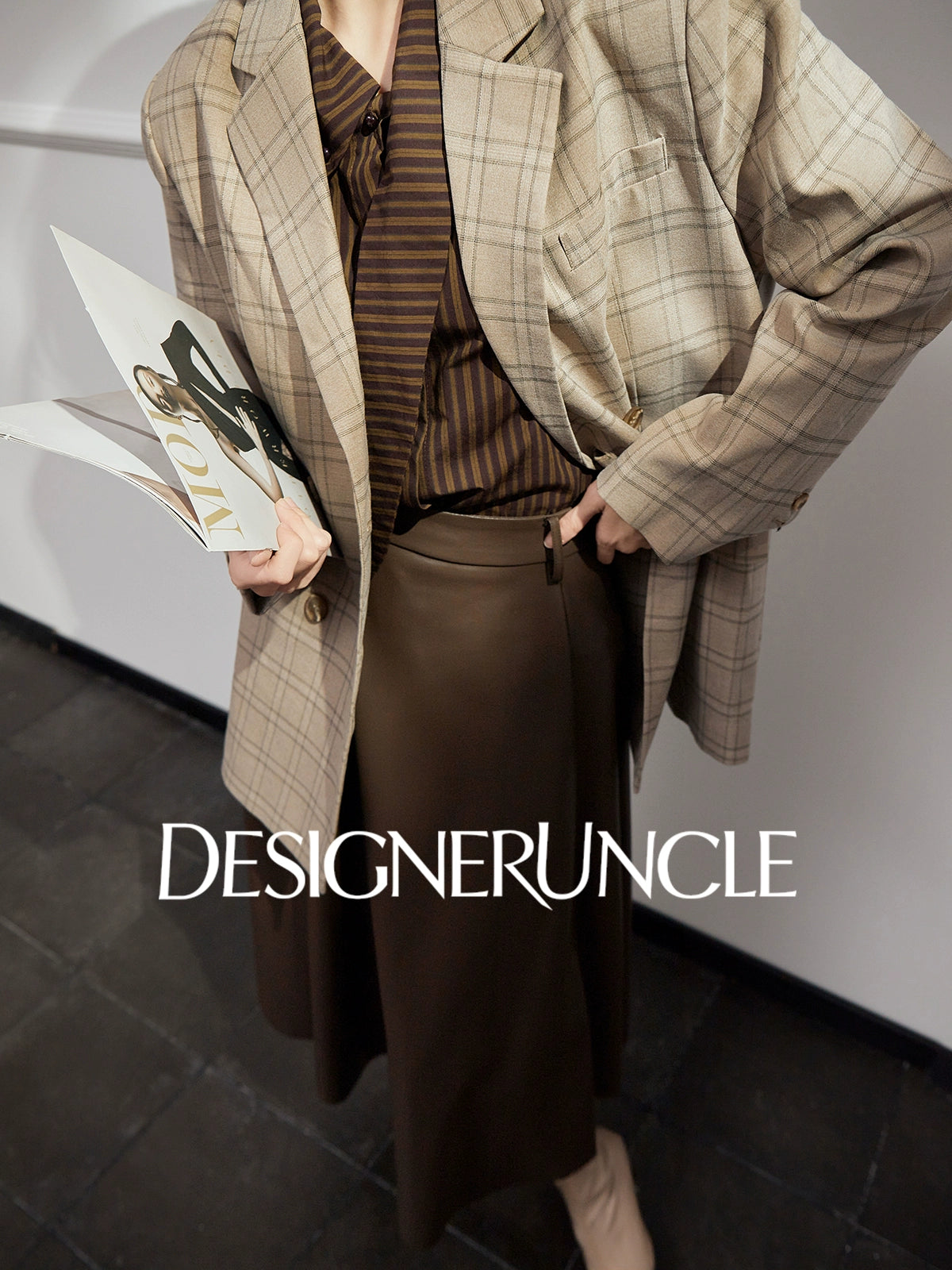 DGU|Khaki blazer new high-end niche retro trendy casual suit - JOY.