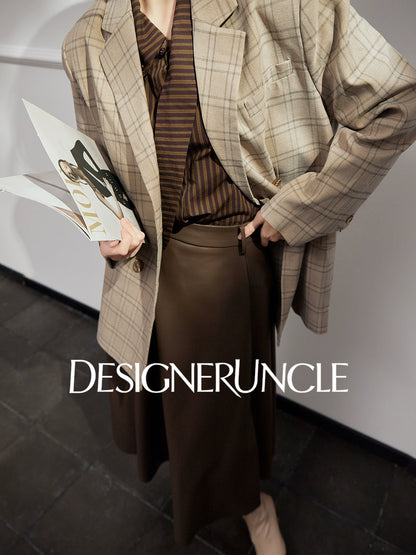 DGU|Khaki blazer new high-end niche retro trendy casual suit - JOY.