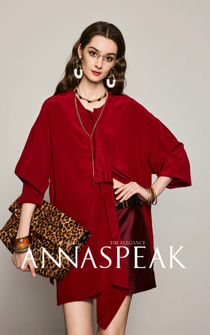 ANNASPEAK  ruffled  silk shirt-MAZO.