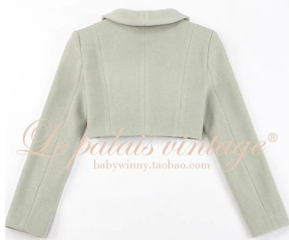 Le Palais Vintage Elegant cropped jacket with large lapel + high-waisted corporate hip suit skirt-Merritt.