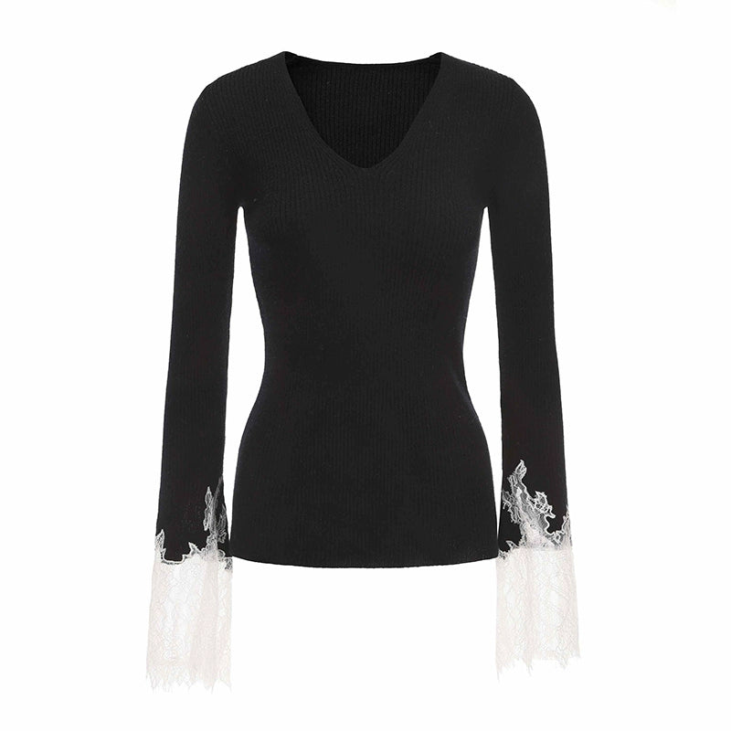 ATELIER MISS LU lace-panelled cashmere and wool-blend top - GLORY.