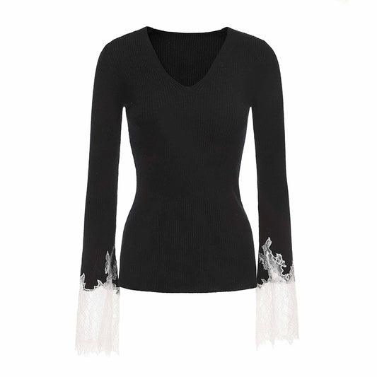 ATELIER MISS LU lace-panelled cashmere and wool-blend top - GLORY.