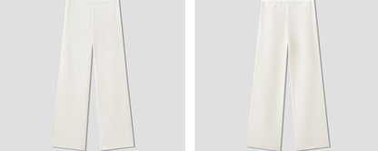 COMME MOI Lu Yan designer's new women's off-white silk texture straight-leg pants - AUTUMN.