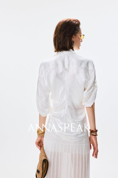 ANNASPEAK cut slightly wrinkled NAIA acetic acid slimming top mermaid skirt-NANA.