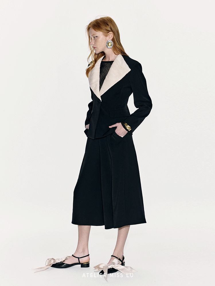 ATELIER MISS LU Spring/Summer Textured Soft Tulle Waist Blazer - DOMINION