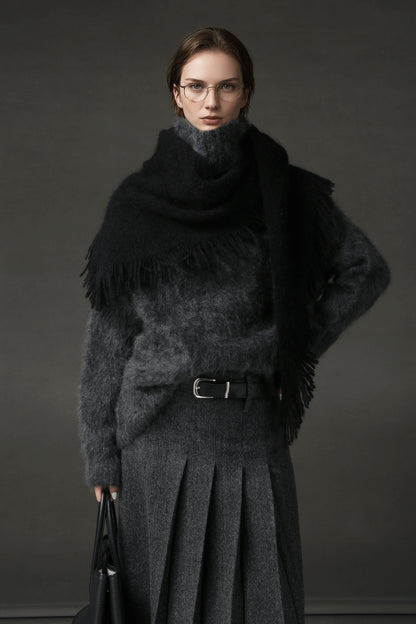 PIAOIN vintage woolen pleated premium skirt-LUCY