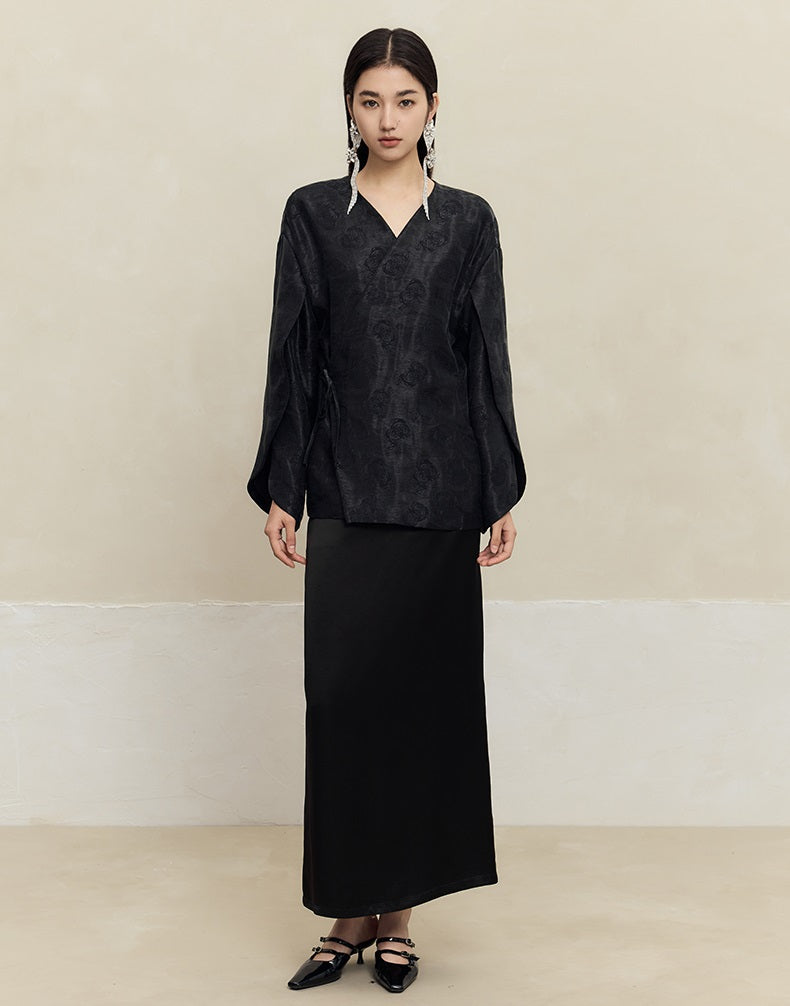 HECO acetate drape feeling thin long skirt women - great.