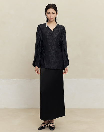 HECO acetate drape feeling thin long skirt women - great.