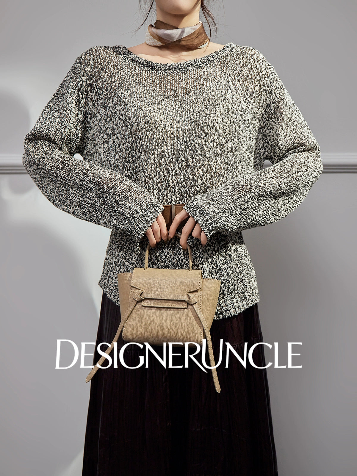 DGU |Flower Gray Knitted New Loose Lazy Style Light Luxury Niche Design Pullover - CHANT.