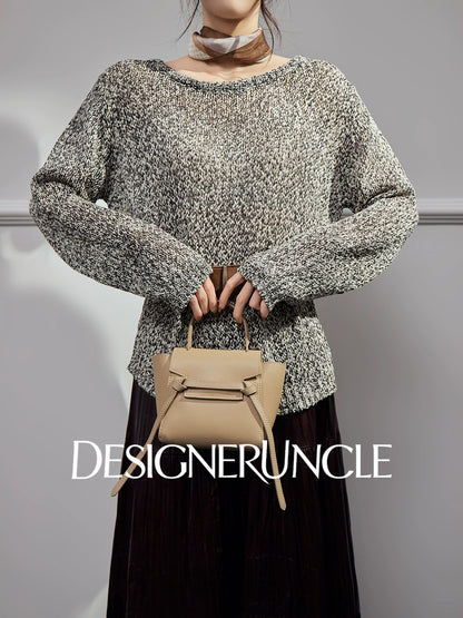 DGU |Flower Gray Knitted New Loose Lazy Style Light Luxury Niche Design Pullover - CHANT.