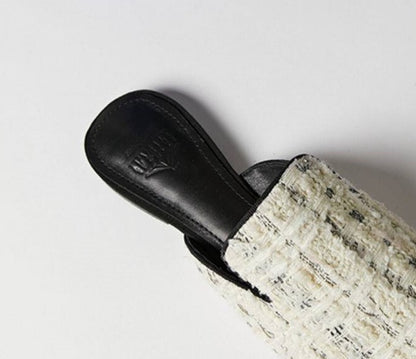 B-FEI flat European and American mules with low heel slippers-RIN.