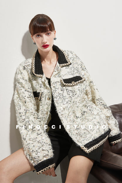 Fall Classic Embroidered Sequins Oversize Thick Coat jacketed - Ilon