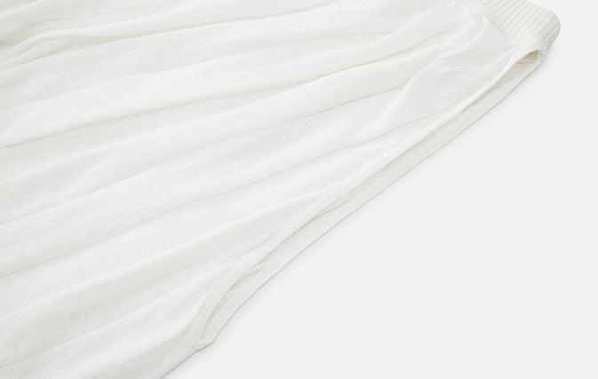 ZHUCHONGYUN white sleeveless gathered neckline balloon hem dress-NID.