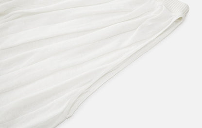 ZHUCHONGYUN white sleeveless gathered neckline balloon hem dress-NID.