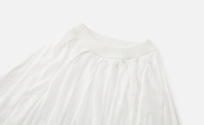 ZHUCHONGYUN white sleeveless gathered neckline balloon hem dress-NID.