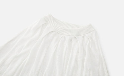 ZHUCHONGYUN white sleeveless gathered neckline balloon hem dress-NID.