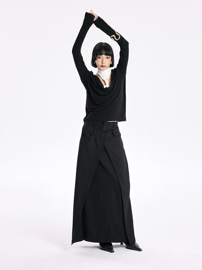TINY IN Swing Neck Smock Irregular Knit Top - ROX