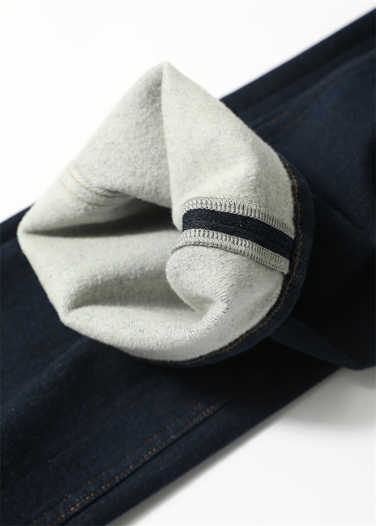 PIAOIN Cashmere Waxy Velvet Thickened Women's Jeans Versatile Slim Pants-CENA