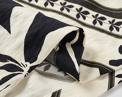 COMME MOI printed tassel black and white print waist suit  - AURORA.