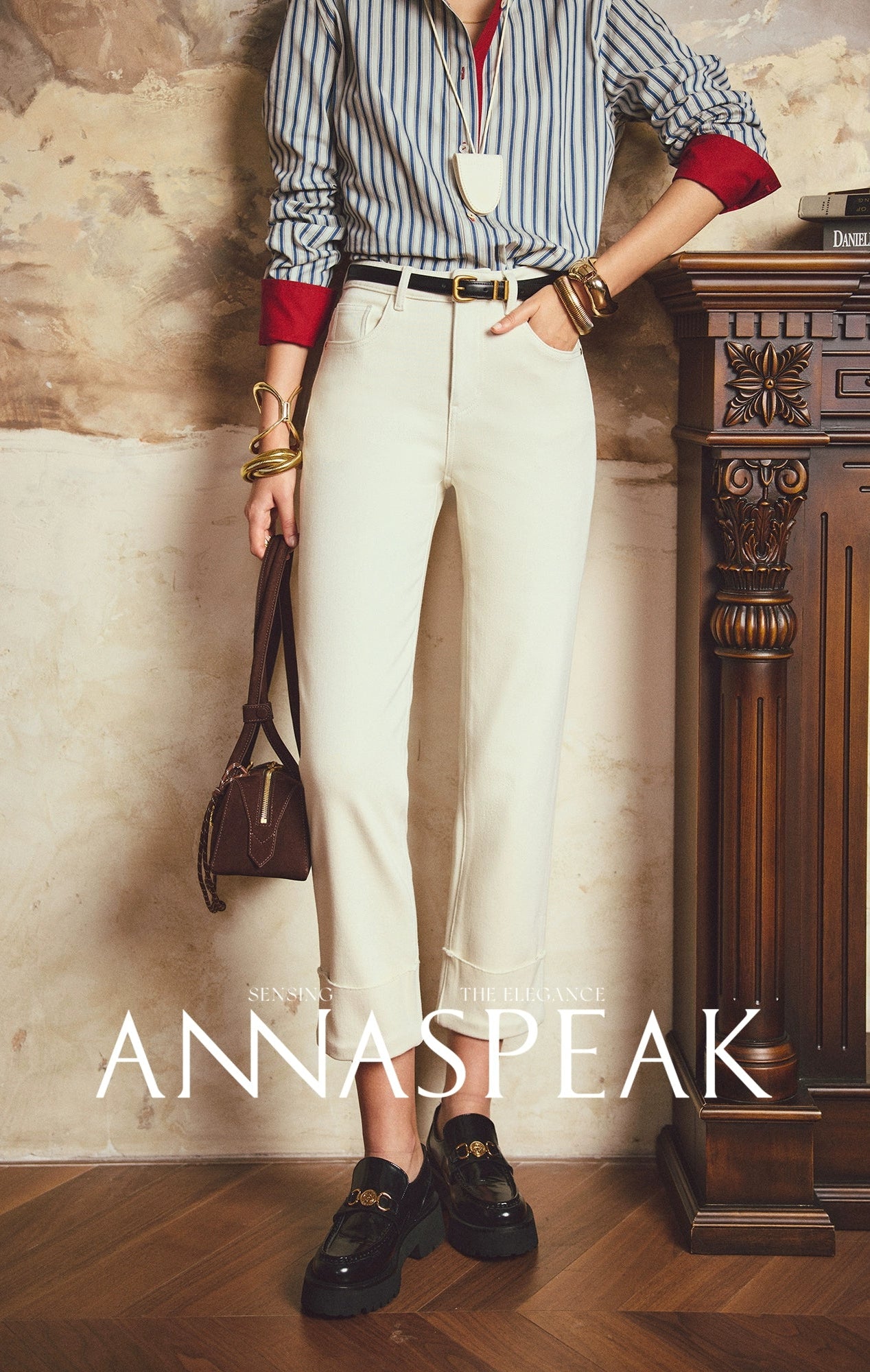 ANNASPEAK leg-shaped slightly elastic cropped straight micro-tapered pants jeans-JAG.