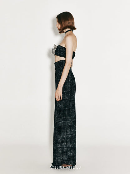 ATELIER MISS LU Three-dimensional Orchid Patch Bandeau Top - KINGDOM.