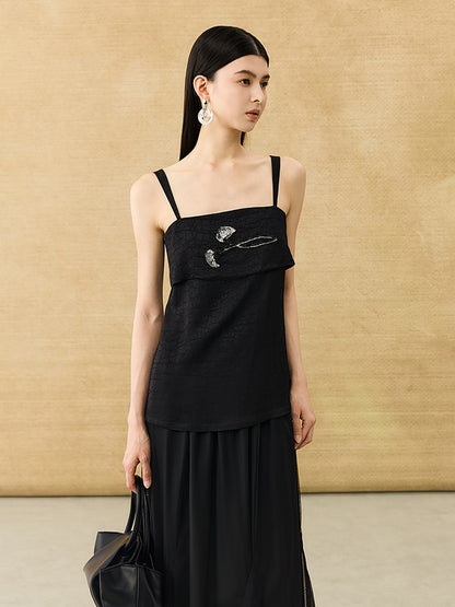 HECO Chinese style calla lily bead embroidered camisole  top - BENE.
