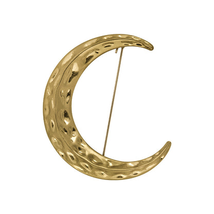 TUYUE brass silver plating big moon texture handmade brooch- LANCELOT.