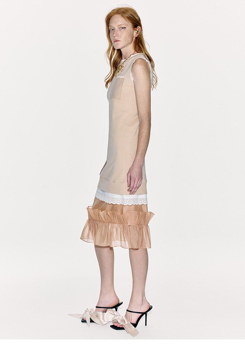 ATELIER MISS LU Lace-panelled Straight-fitting Vest Dress - DOSEY