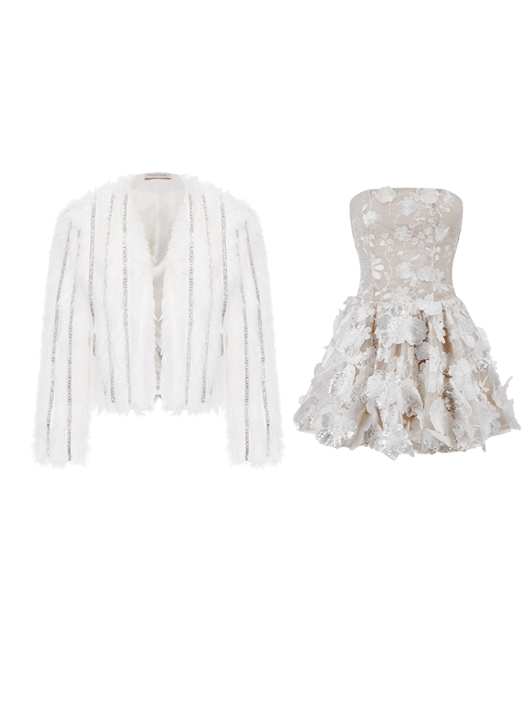 Wardrobes by Chen Luxury Strapless Embroidered Crystal Flower Evening bridal Dress-Florence