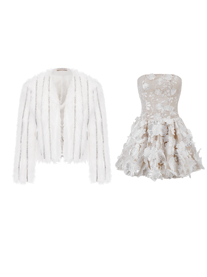 Wardrobes by Chen Luxury Strapless Embroidered Crystal Flower Evening bridal Dress-Florence