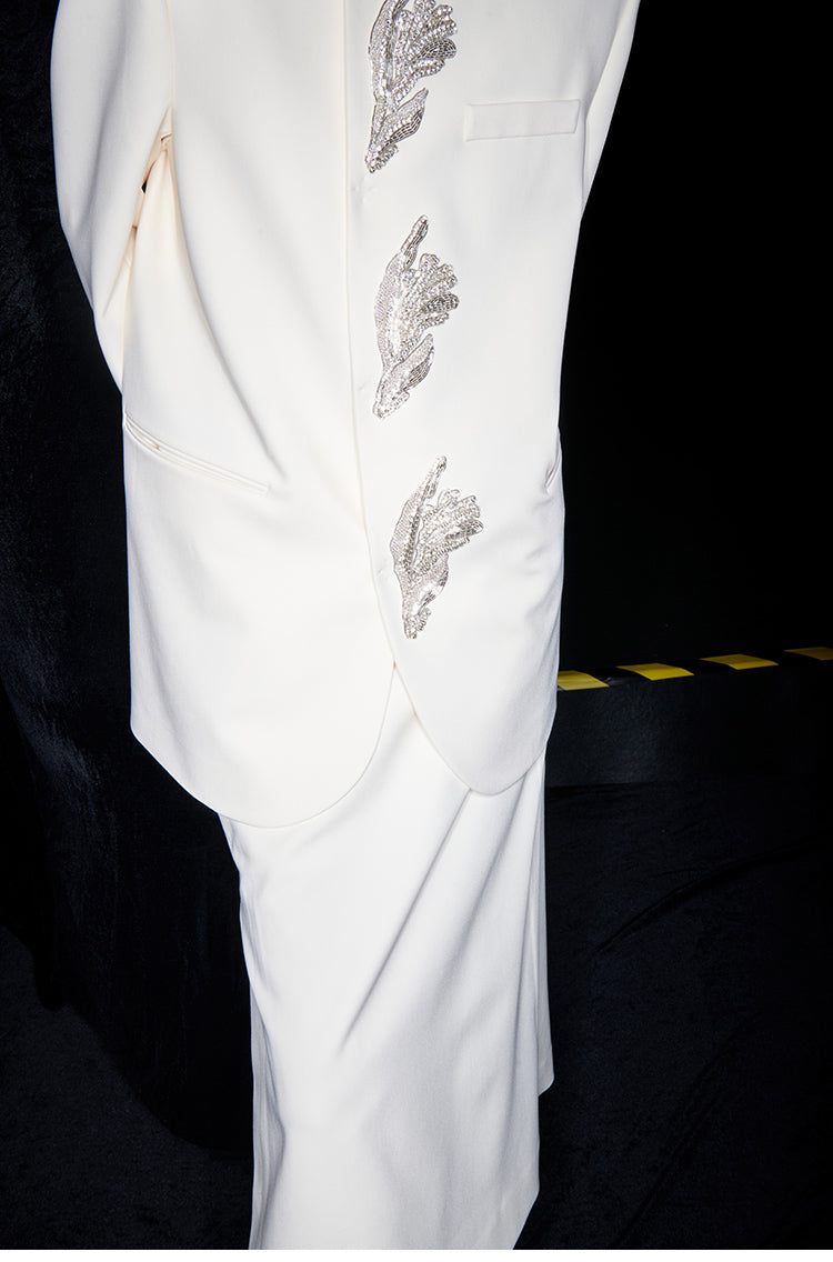 M essential Mackay designer Jiayang twill iris beads new Chinese silhouette suit - about.