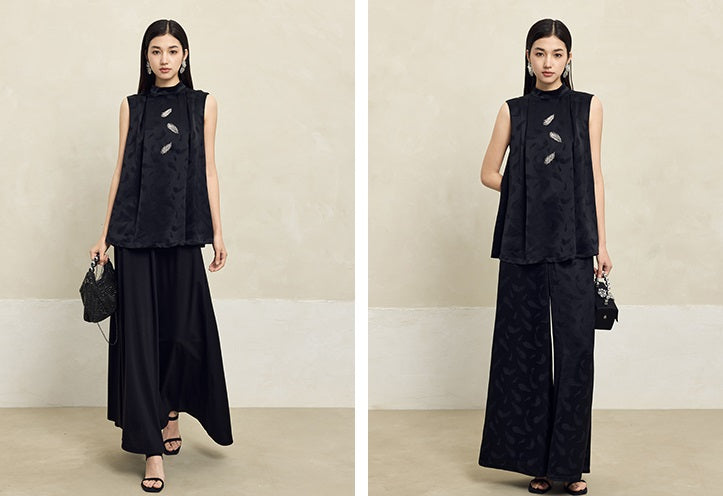 HECO Handmade Beaded Acetate Jacquard Sleeveless Top Women - KING.