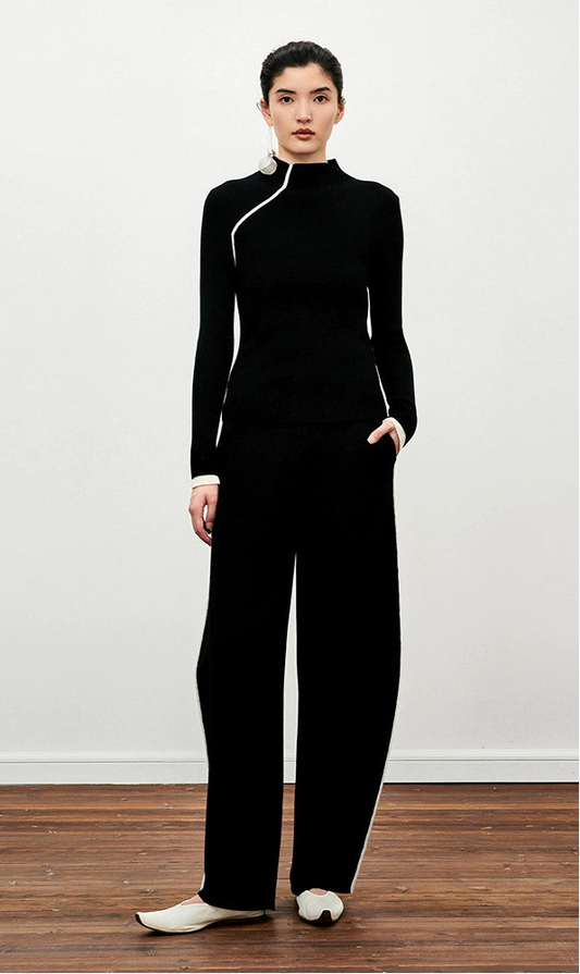 ZHUCHONGYUN Simple black slim knit top-SPIEGEL.
