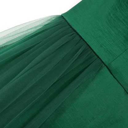 DOLLY Elegant Dark Green Retro Style Slant Collar Short Puff Sleeve Short Banquet Dress-CHITAH