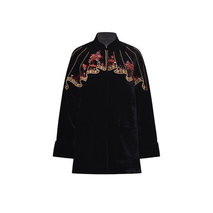 M essential Mackay designer silk velvet two-dimensional fish algae curtain bead jacket - BIDING.