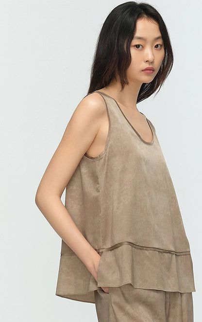 COMME MOI summer mulberry silk satin sleeveless straight top - JOSHUA.