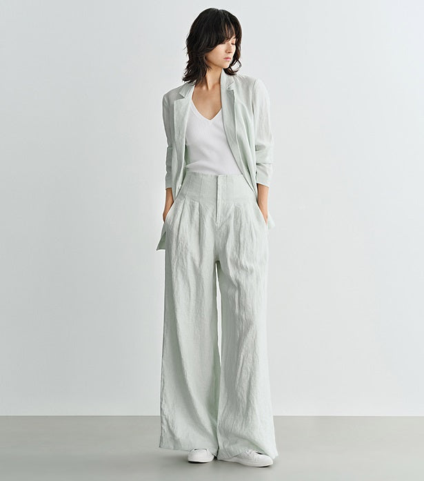 COMME MOI Lv Yan designer summer high-tech linen suit - GRACE.