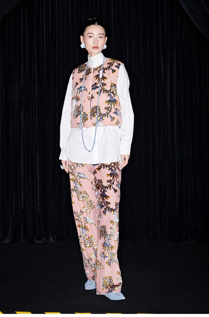 M essential Mackay designer blue velvet atelier beaded down vest - Nami.