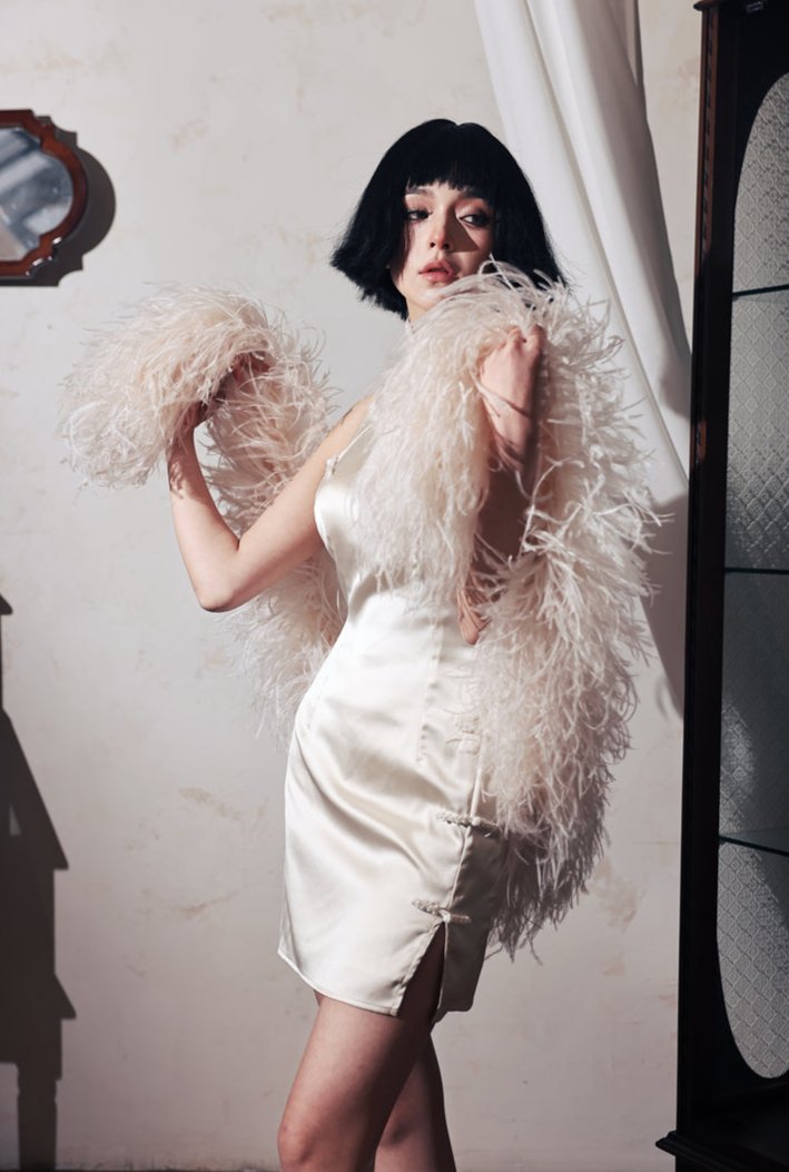 DOLLY Elegant Cream Fluffy Women Chic Shawl-LISSY